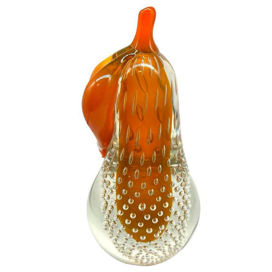 Alfredo Barbini Bullicante Aventurina Escultura de pera de cristal de Murano en Excelente estado para la venta en Van Nuys, CA