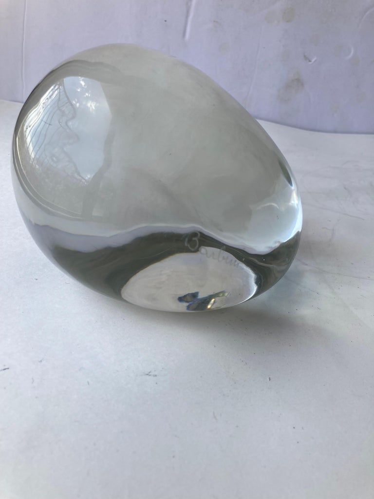 Nice glass sculpture /paperweight Murano glass by Barbini, signed on side .