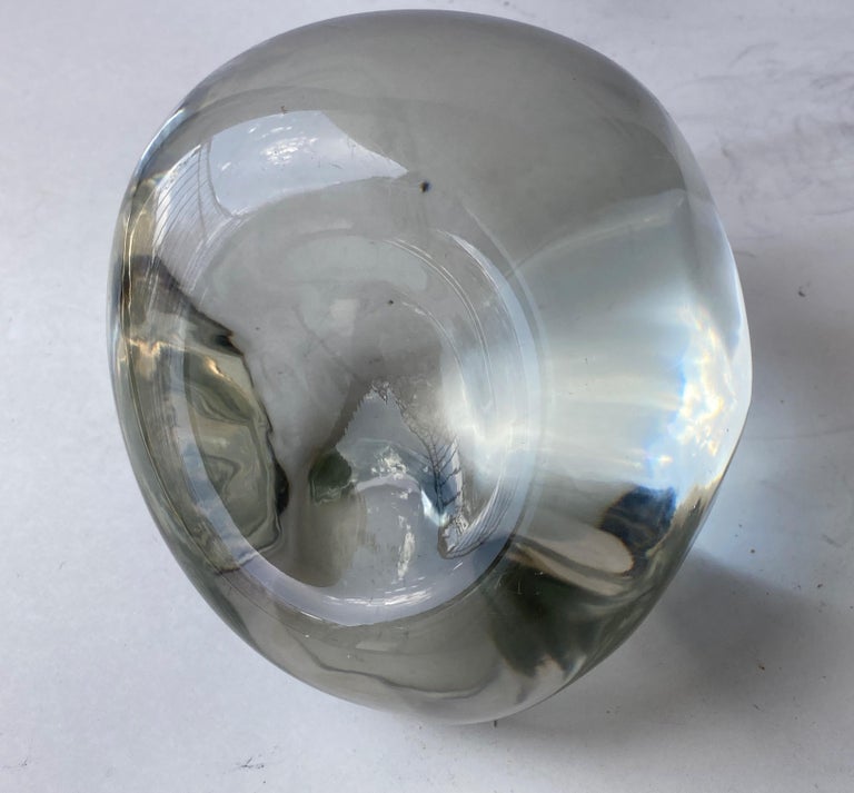 Modern Alfredo Barbini, Crystal Stone Solid Murano Glass, Sculpture/Paperweight, Signed For Sale
