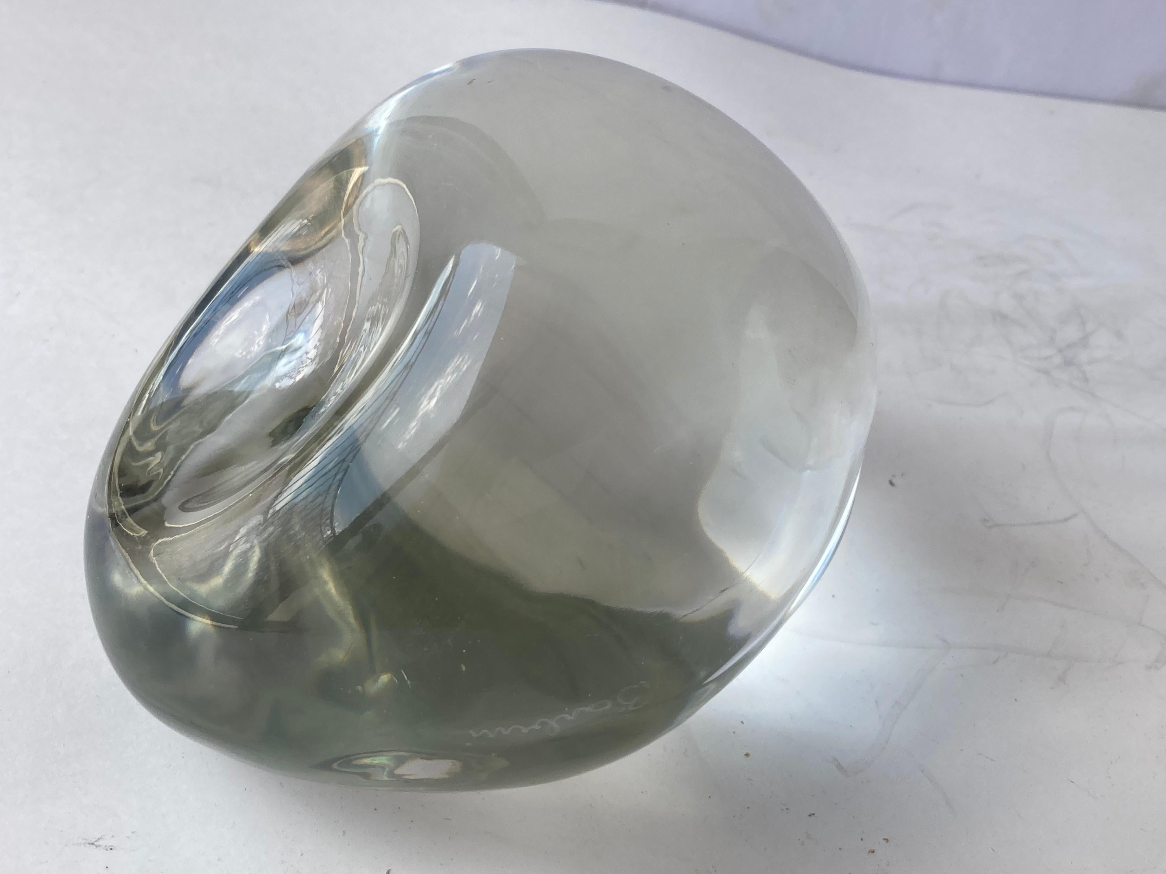 Hand-Crafted Alfredo Barbini, Crystal Stone Solid Murano Glass, Sculpture/Paperweight, Signed