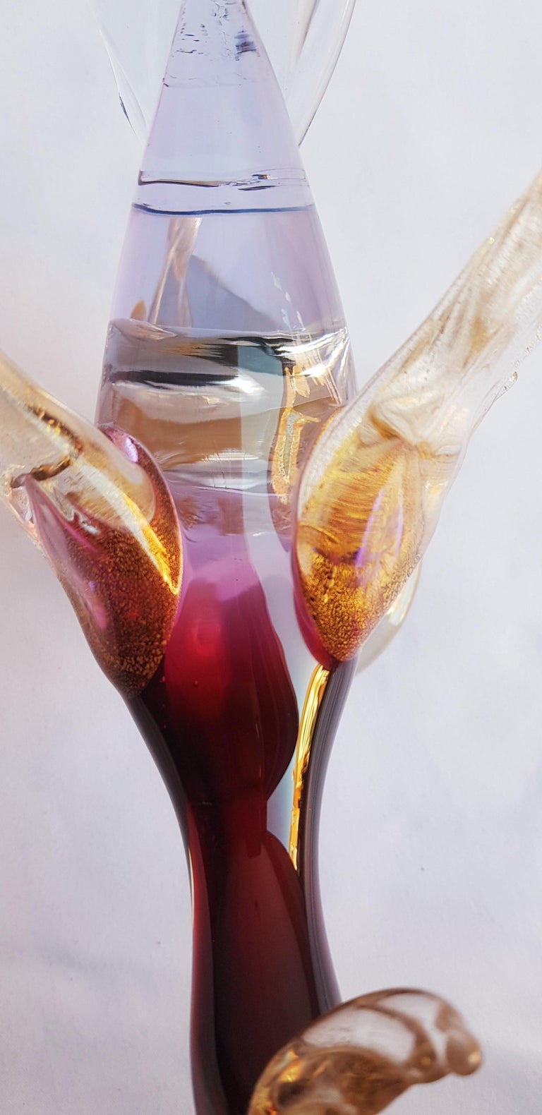 Alfredo Barbini for Cenedese Antique Murano Glass Bird with Gold Leaf For Sale at 1stDibs