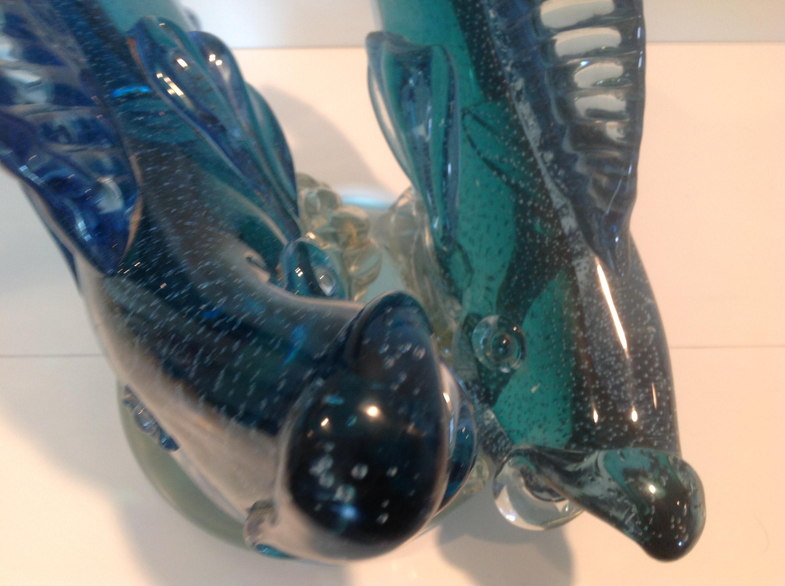 Monumentale Murano-Doppelfisch-Skulptur von Alfredo Barbini für Cenedese (Italienisch) im Angebot