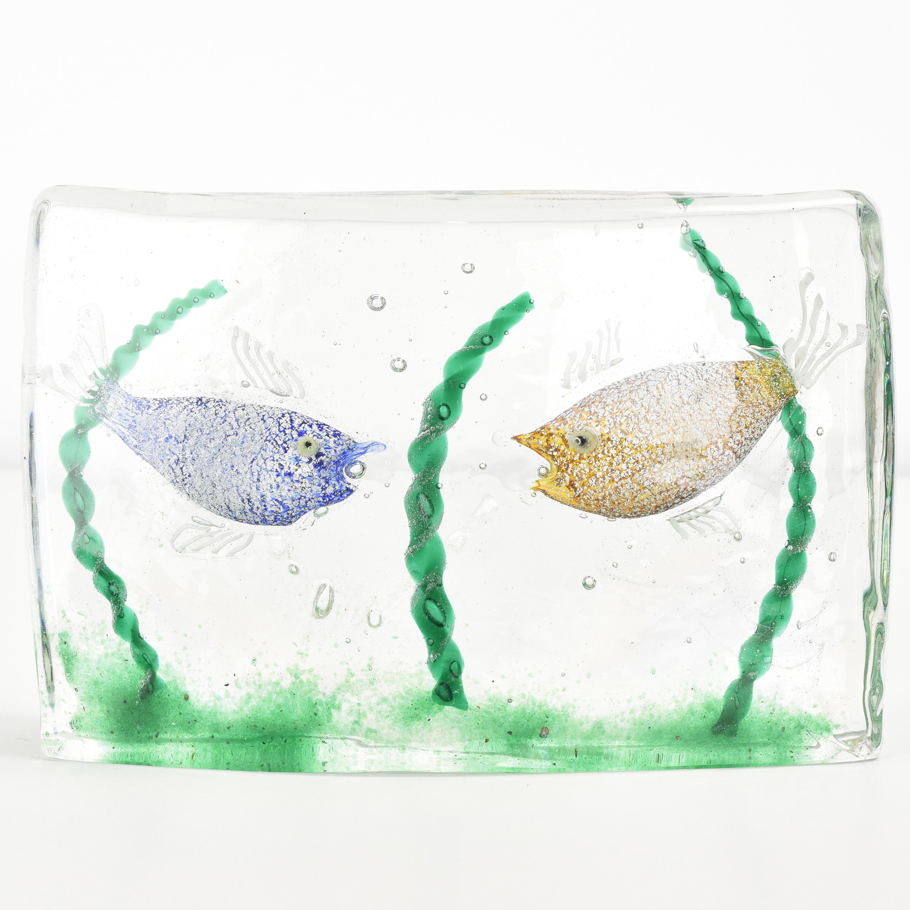 Mid-Century Modern Alfredo Barbini for Cenedese Murano Glass Aquarium Sculptue, Italy, 1950s For Sale