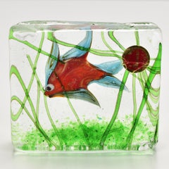 Alfredo Barbini for Cenedese Murano Glass Aquarium Sculpture Paperweight
