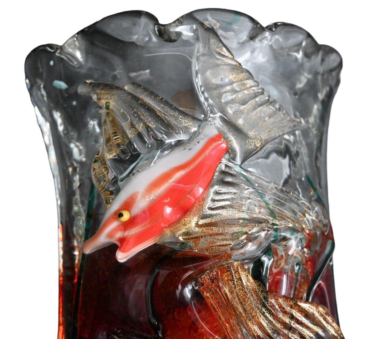 Italiano Alfredo Barbini per Cenedese, coppia di applique per pesci d'acquario in vetro di Murano in vendita