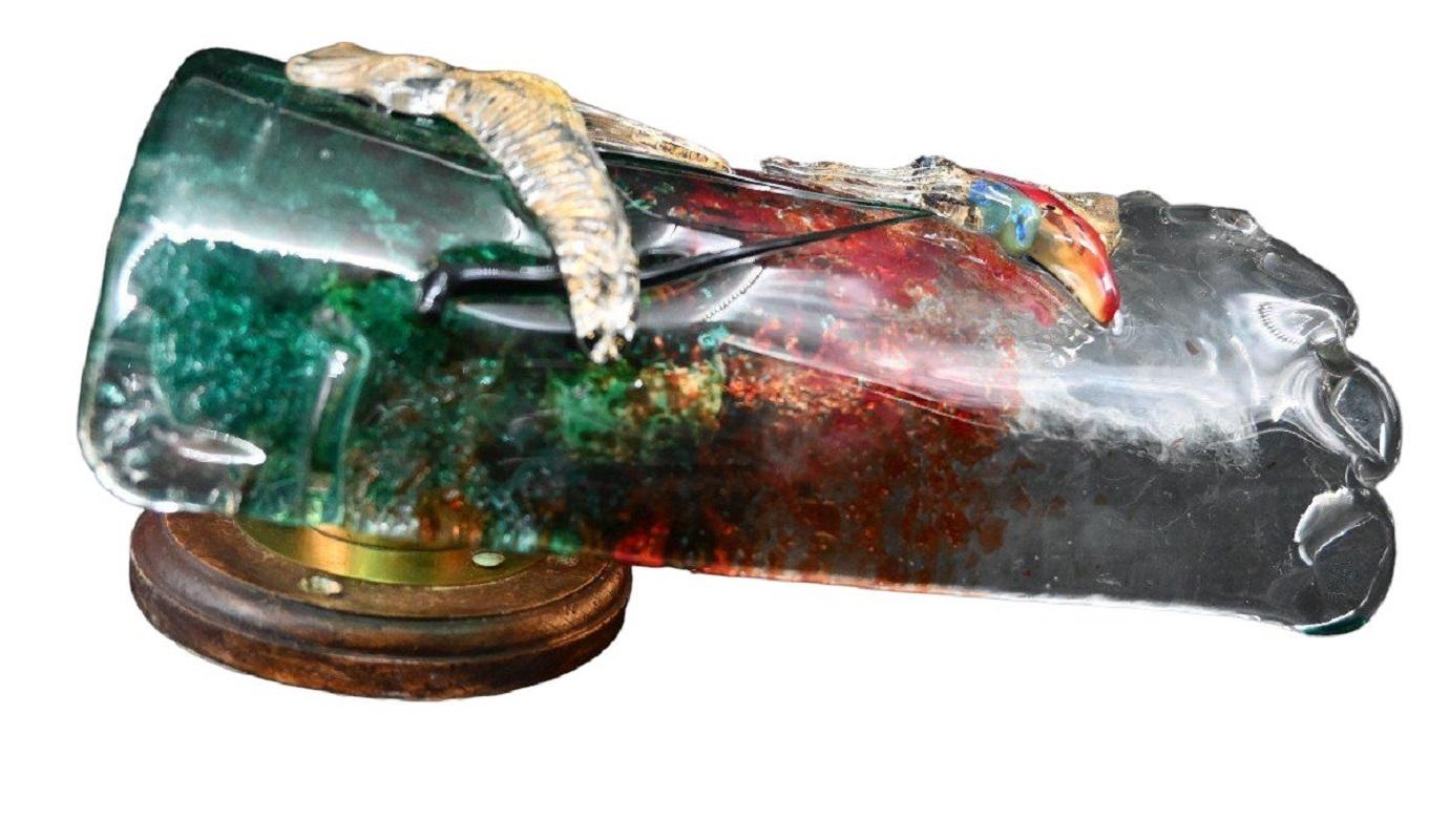 Alfredo Barbini per Cenedese, coppia di applique per pesci d'acquario in vetro di Murano in vendita 1