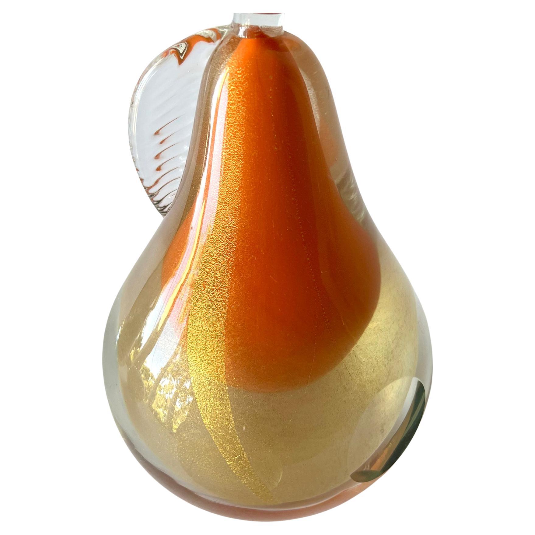 Alfredo Barbini for Salviati Sommerso Aventurine Murano Glass Fruit Bookends For Sale 1