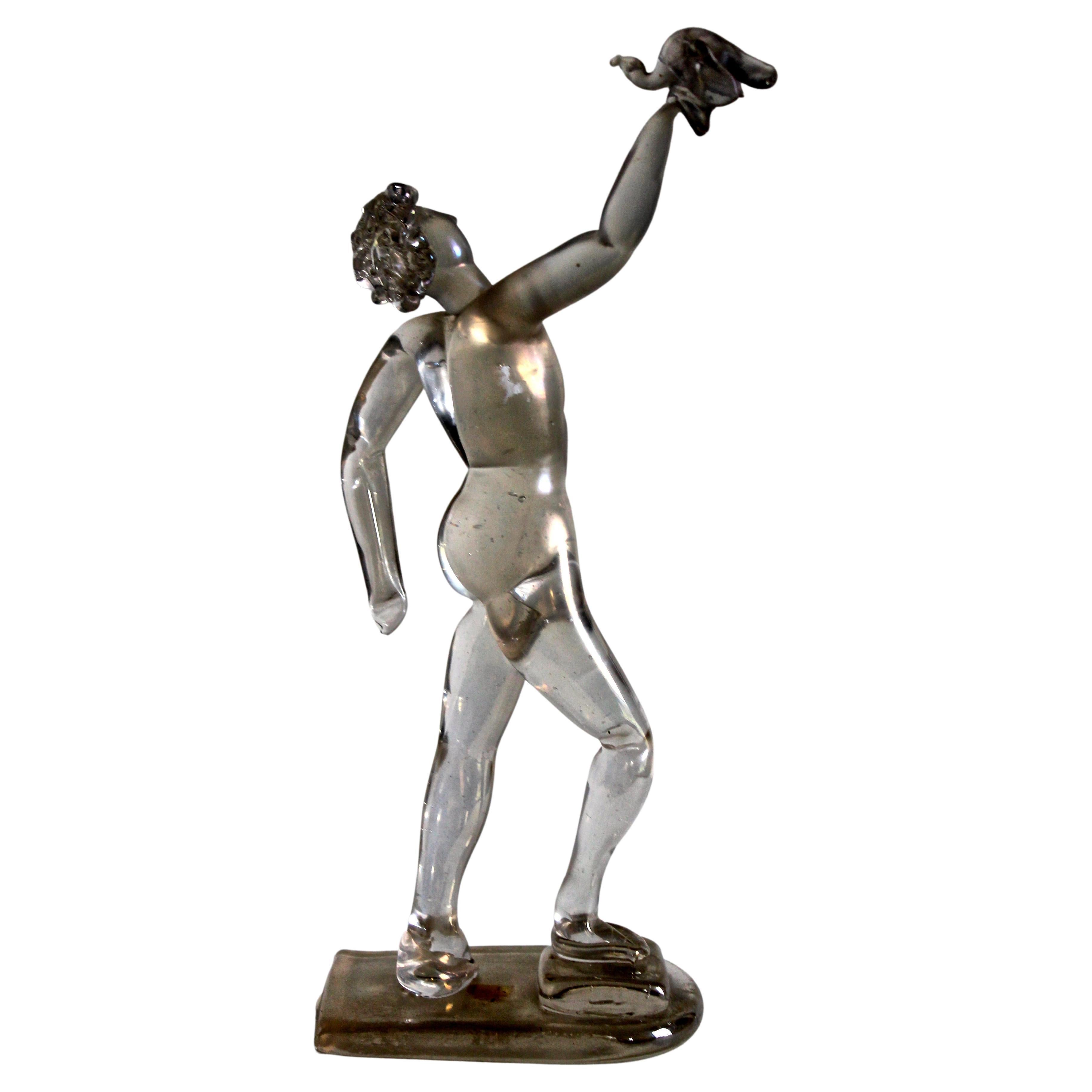  Seguso Vetri d'Arte Large & Important Barbini Iridized Glass Male Figure For Sale