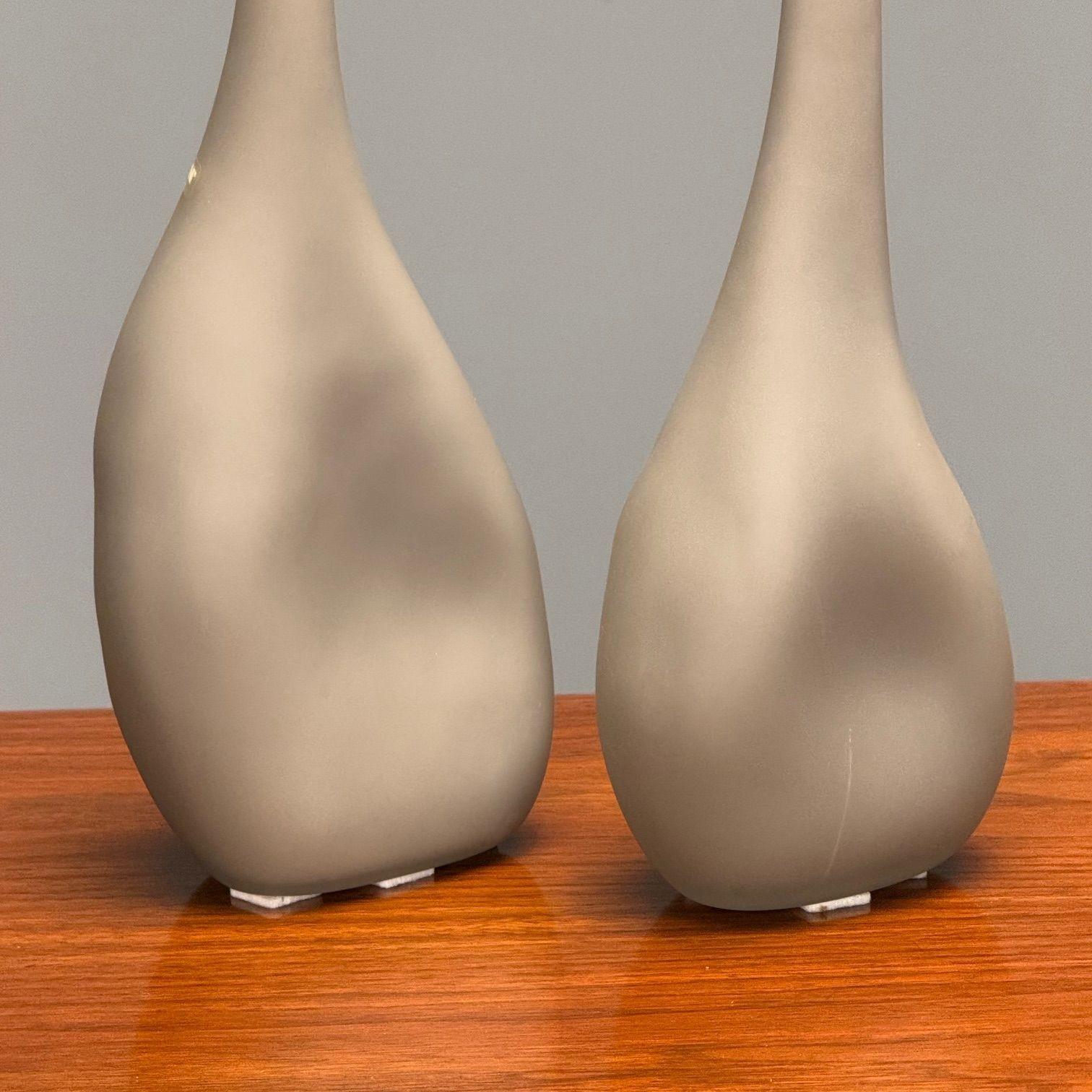 Late 20th Century Alfredo Barbini, Italian Mid-Century Modern, Vases, Grey Glass, Italy, 1970s For Sale