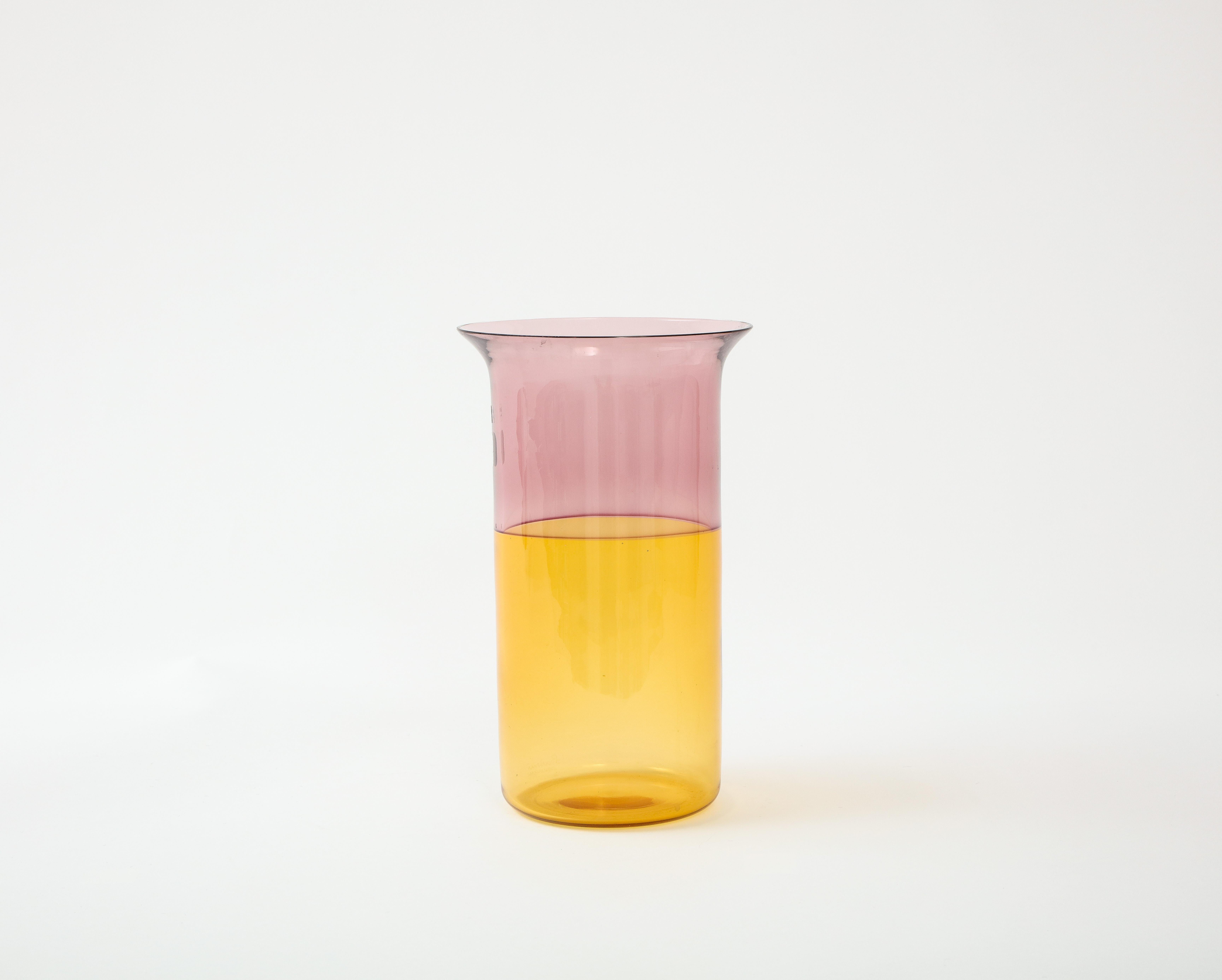 Art Glass Alfredo Barbini Italian Modernist Color-Blocked Vase, Murano, 1970’s