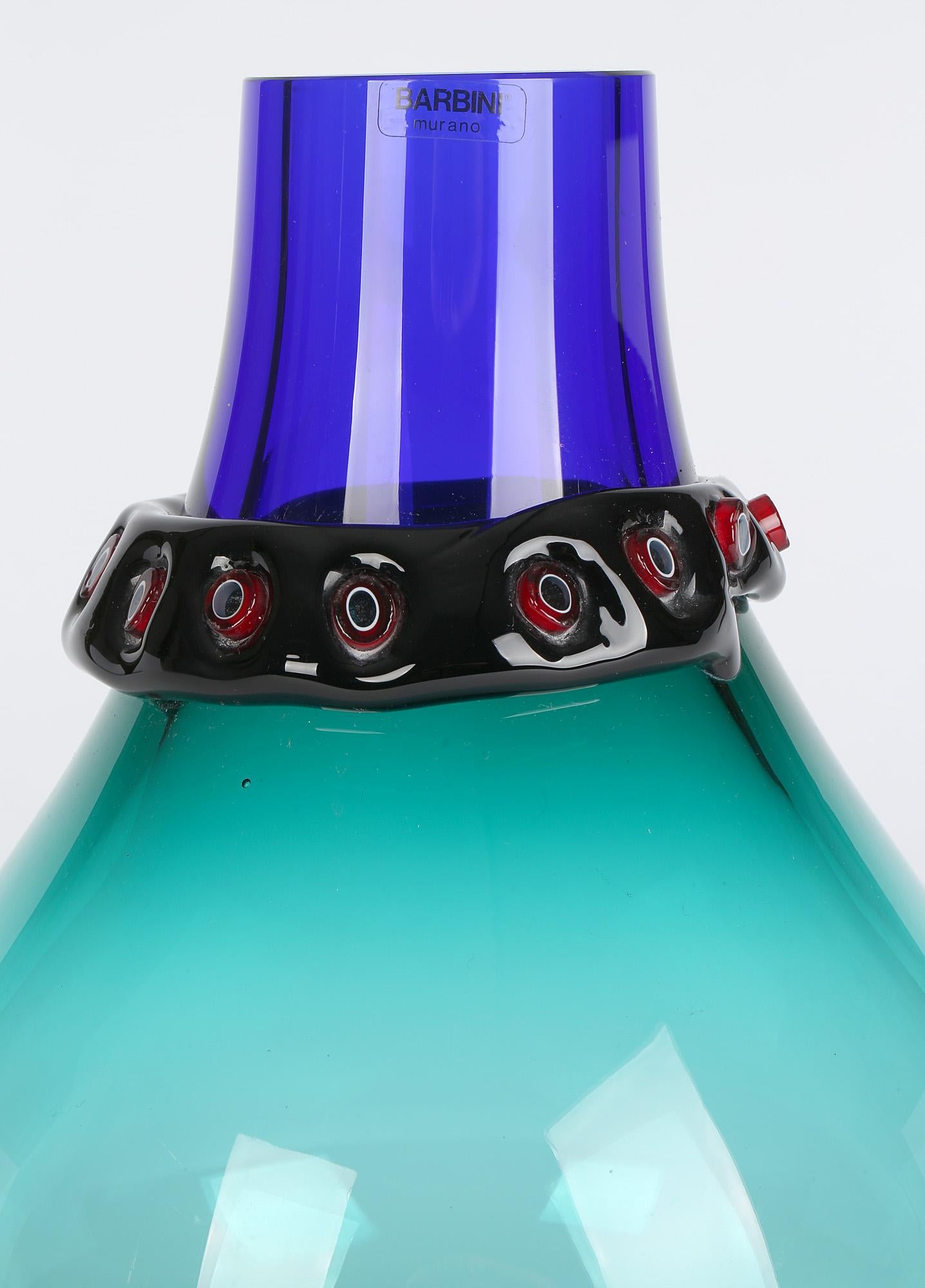 Alfredo Barbini Italian Murano Inclamo Art Glass Vase For Sale 5