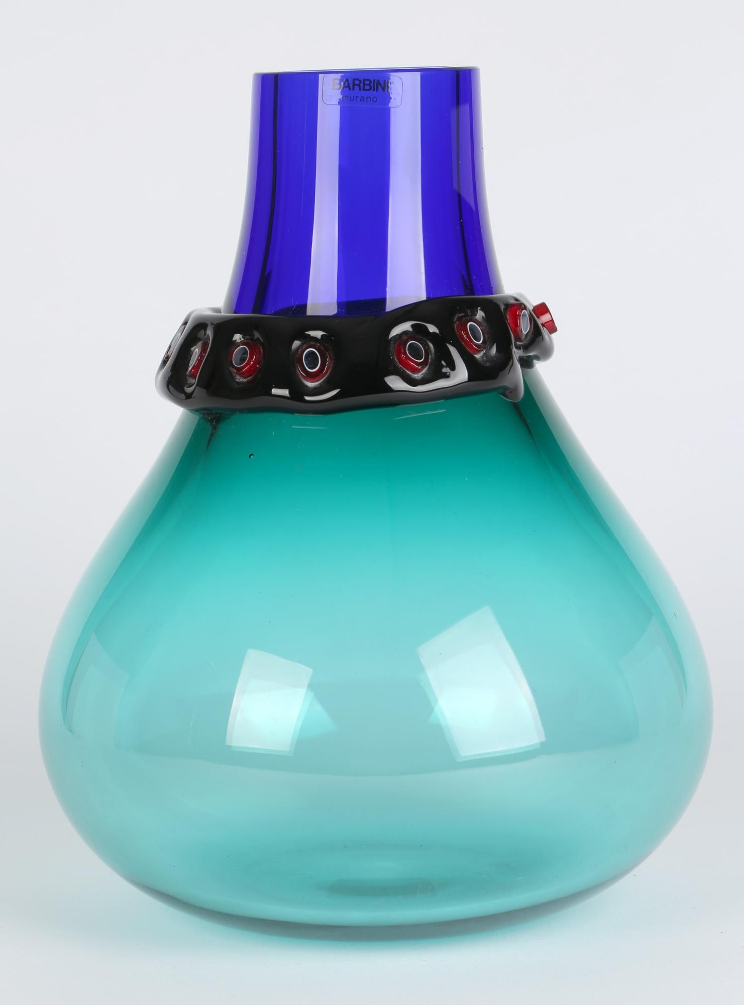 Alfredo Barbini Italian Murano Inclamo Art Glass Vase For Sale 8