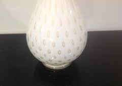 Alfredo Barbini Large Murano Art Glass Decanter in White and Gold