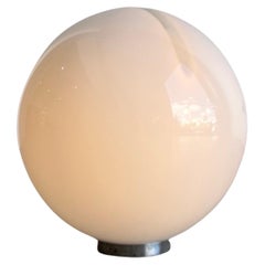 Alfredo Barbini MId-Century Modern Spherical white Murano Glass Table Lamp 1970s