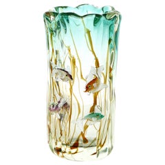 Vase aquarium en Murano Alfredo Barbini:: italien:: années 1950