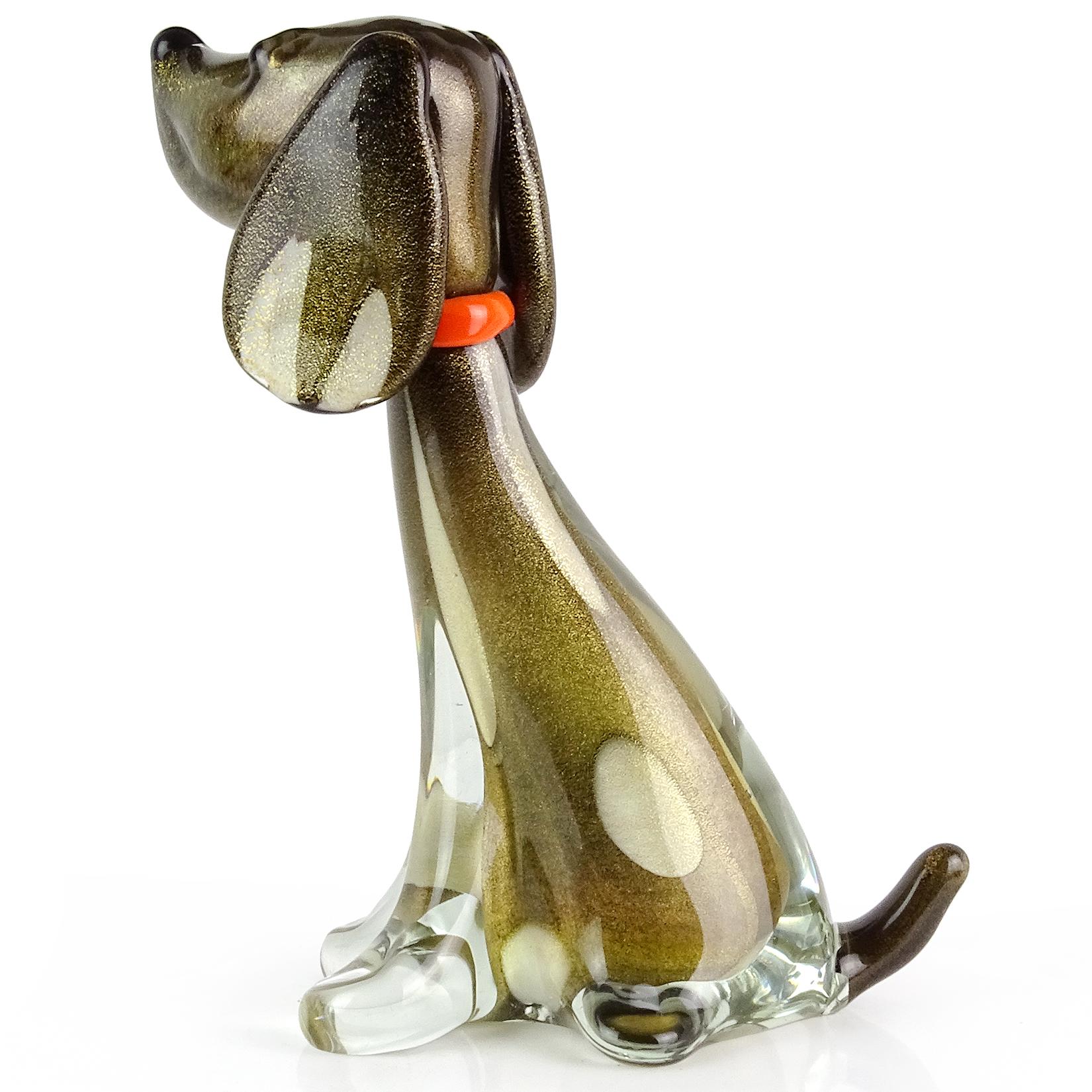Mid-Century Modern Alfredo Barbini Murano Black Dalmatian Italian Art Glass Sculpture Puppy Dog