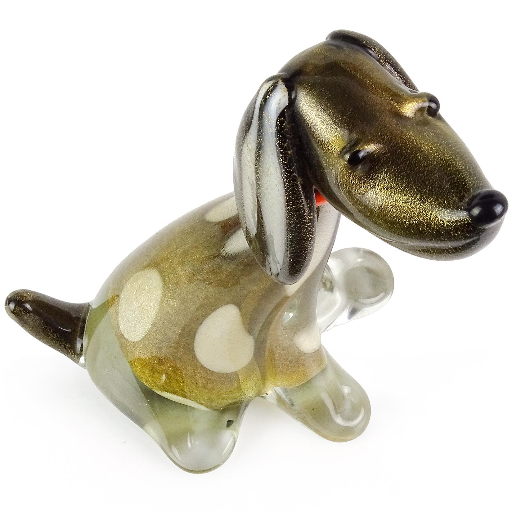 Hand-Crafted Alfredo Barbini Murano Black Dalmatian Italian Art Glass Sculpture Puppy Dog