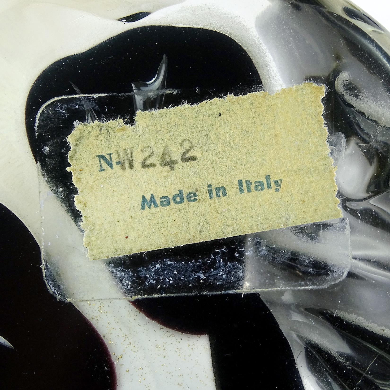 Mid-Century Modern Alfredo Barbini Murano Black Gold Flecks Italian Art Glass Penguin Sculptures