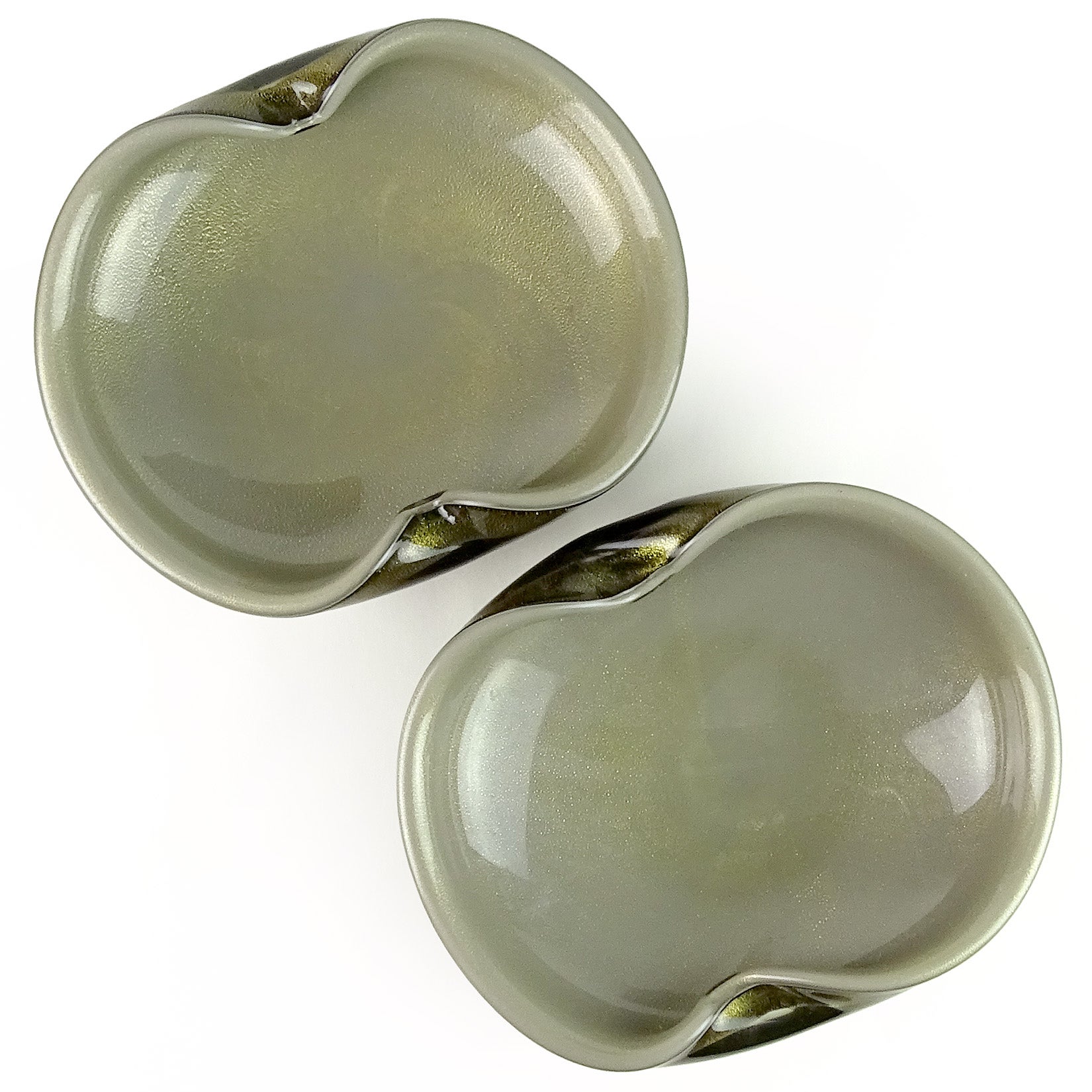 Alfredo Barbini Centro de mesa de cristal de Murano negro gris moteado de oro italiano en Bueno estado para la venta en Kissimmee, FL