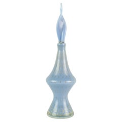 Alfredo Barbini Murano Blue Gold Flecks Italian Art Glass Perfume Decanter