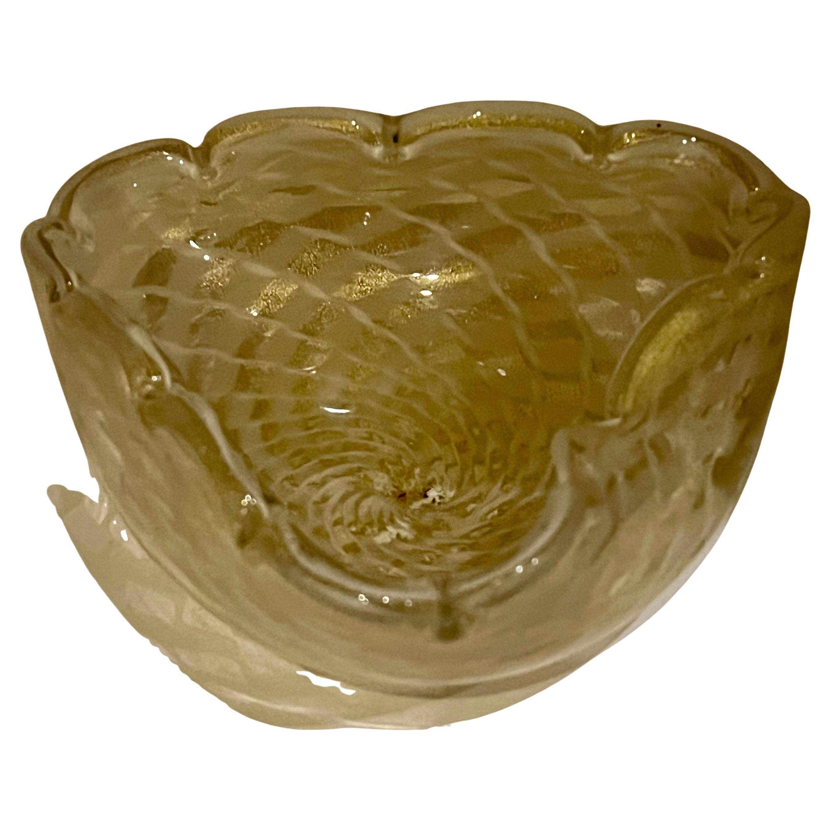 Alfredo Barbini Murano Transparente Blanco/Dorado Moteado Vidrio Art Decor Italiano Vidrio soplado en venta