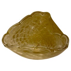 Alfredo Barbini Murano Clear White/Gold Flecks Italian Art Glass Decorative