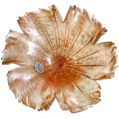 Alfredo Barbini Murano Copper Aventurine Flecks Italian Art Glass Compote Bowl