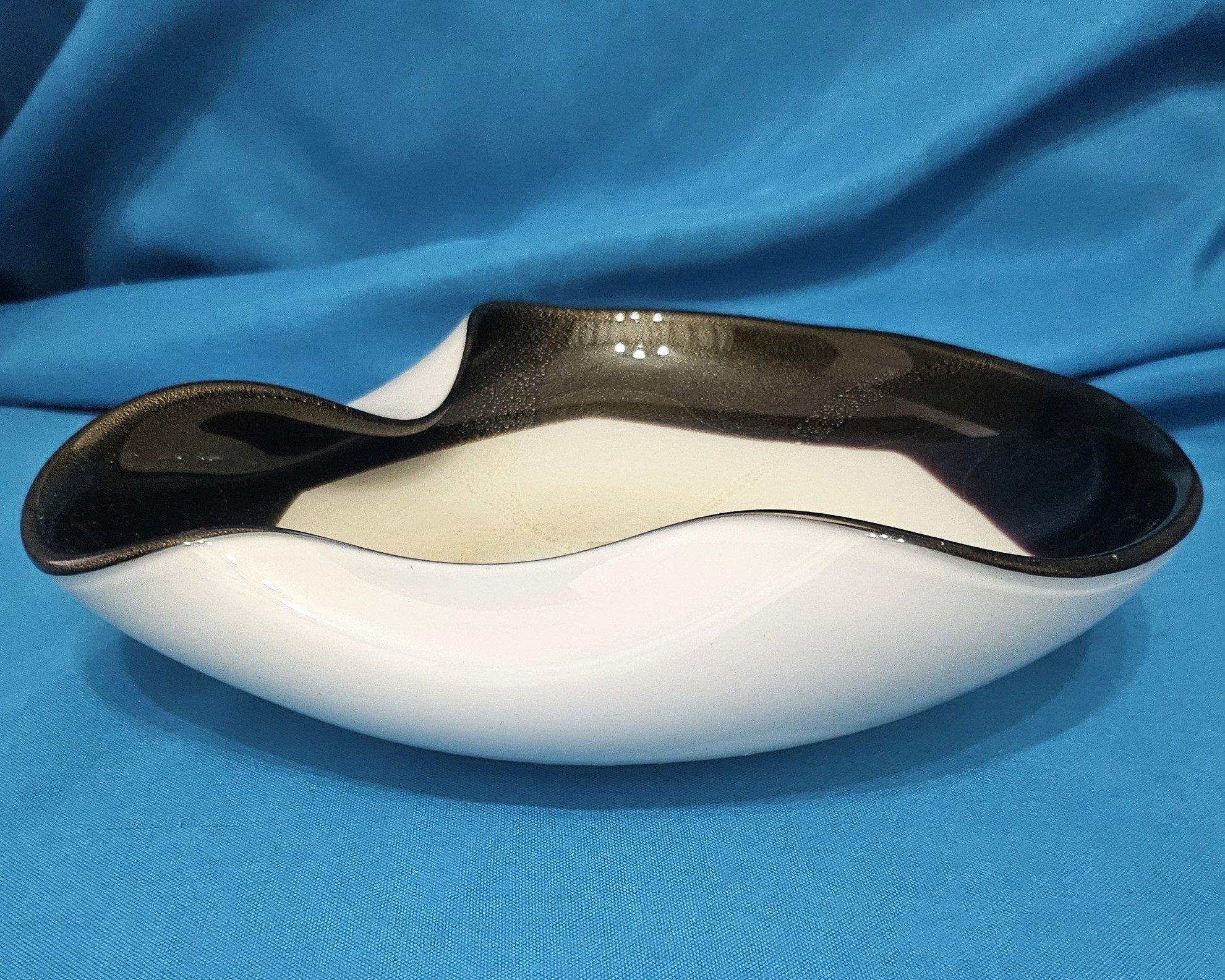 Alfredo Barbini Murano Glass Bowl / Dish with Gold, Large, Rare / Hard to Find en vente 1