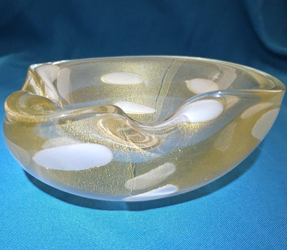 Altro Ciotola in vetro di Murano di Alfredo Barbini, Polveri d'oro, A Pentoni - VENDITA CHIUSA in vendita