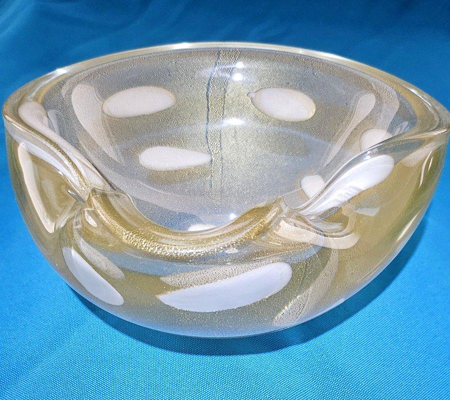Ciotola in vetro di Murano di Alfredo Barbini, Polveri d'oro, A Pentoni - VENDITA CHIUSA In condizioni buone in vendita a Warrenton, OR