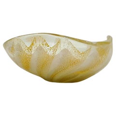 Alfredo Barbini Murano Glass Bowl or Trinket Dish w/Gold Polveri - vintage