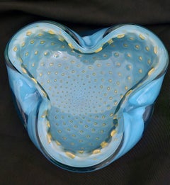 Alfredo Barbini Murano Glass Bowl with Bullicante & Gold Polveri