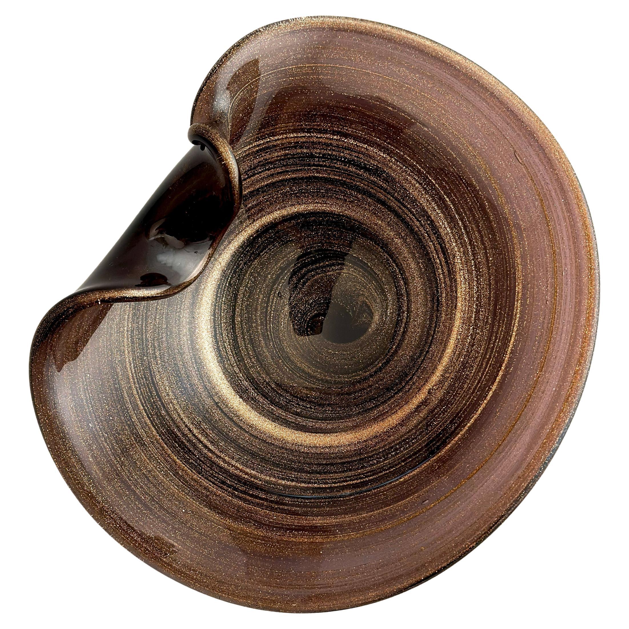 Alfredo Barbini Murano Glass Bowl with Copper Aventurine, Italy, 1970s For Sale