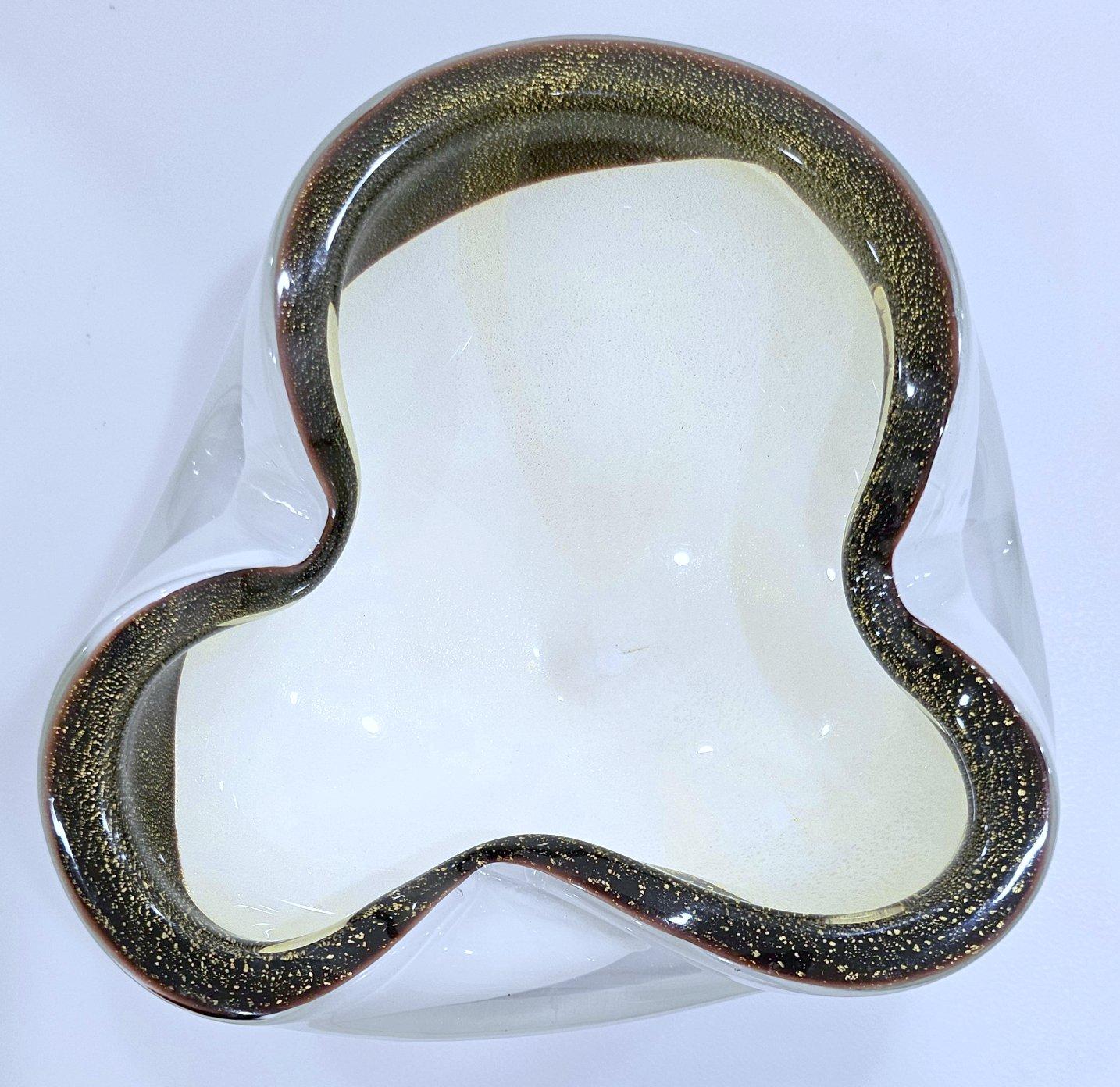 Alfredo Barbini Murano Glass Bowl with Gold Polveri / Gold Leaf - vintage 7