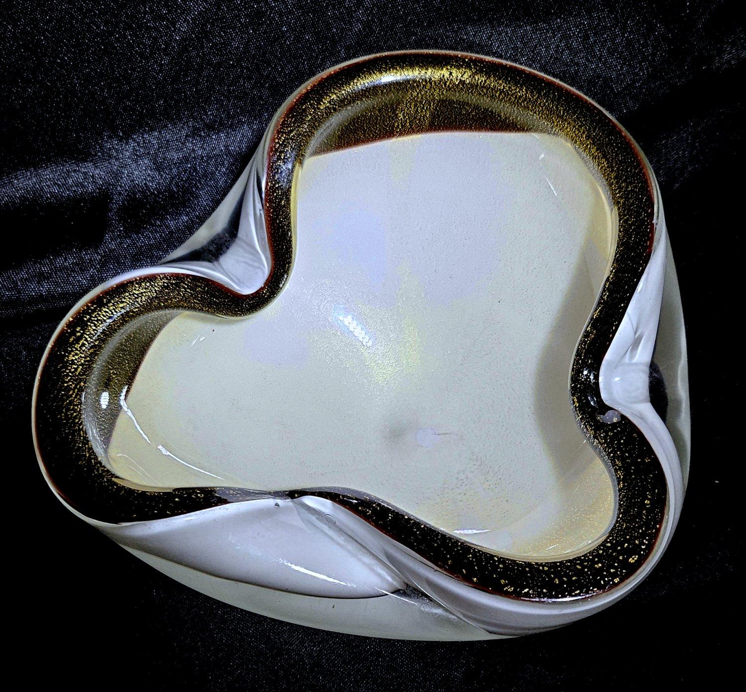 Other Alfredo Barbini Murano Glass Bowl with Gold Polveri / Gold Leaf - vintage
