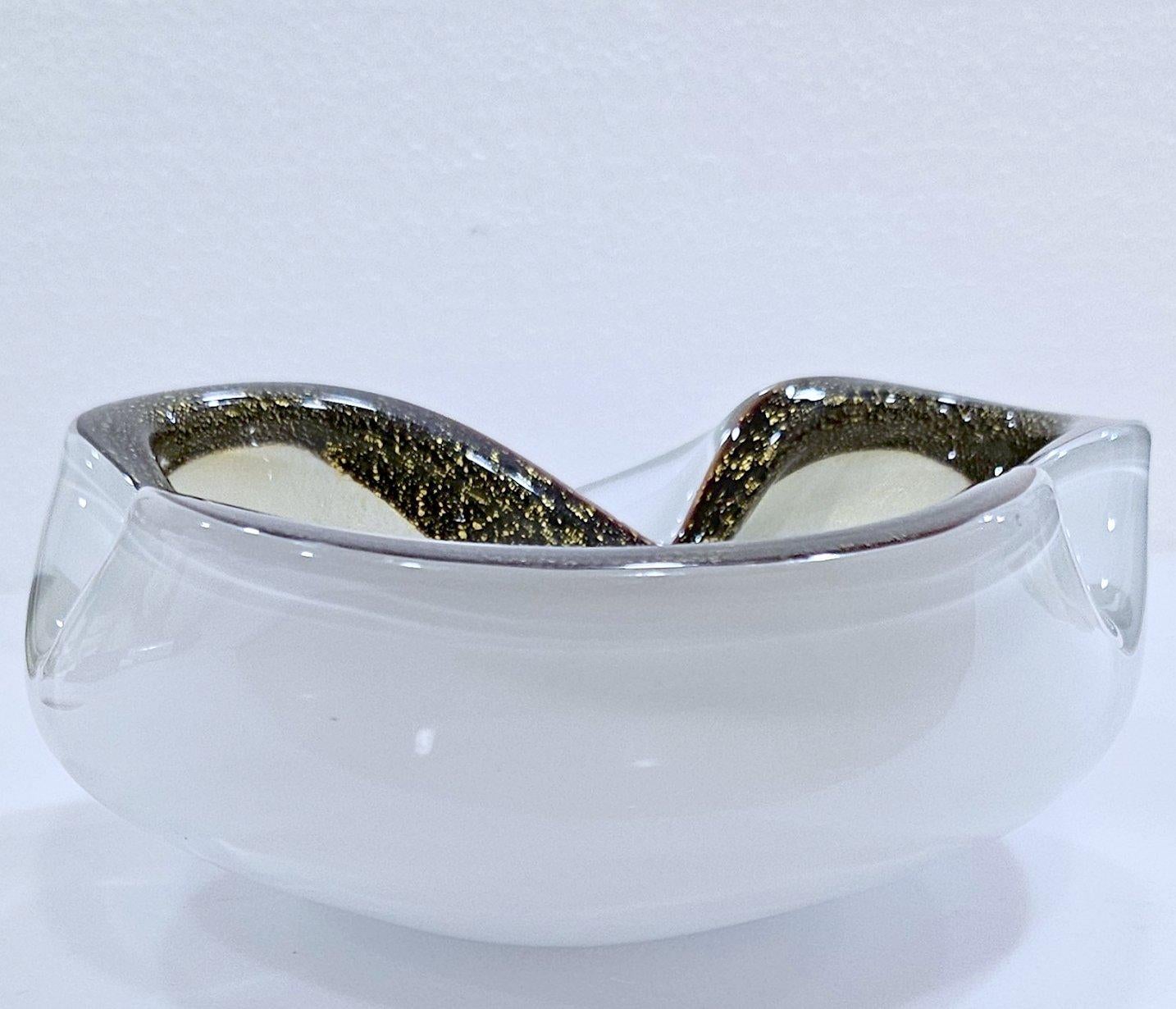Alfredo Barbini Murano Glass Bowl with Gold Polveri / Gold Leaf - vintage 2