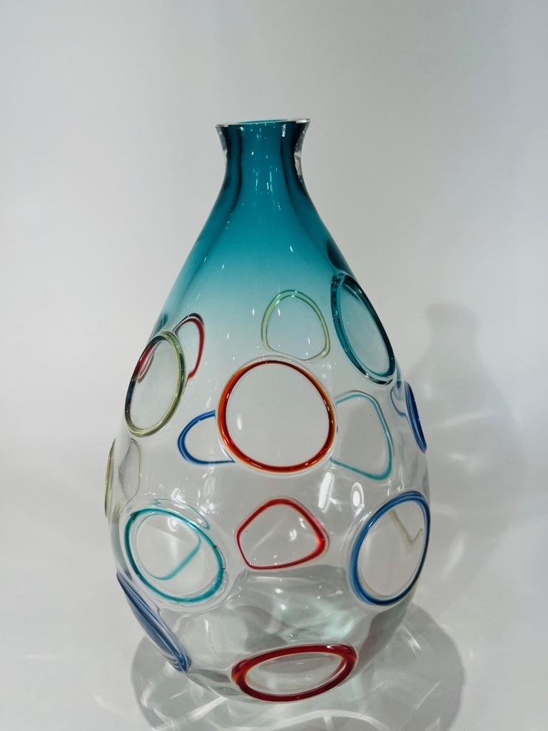 Incredible Alfredo Barbini Murano glass multicolor circa 1950 vase.