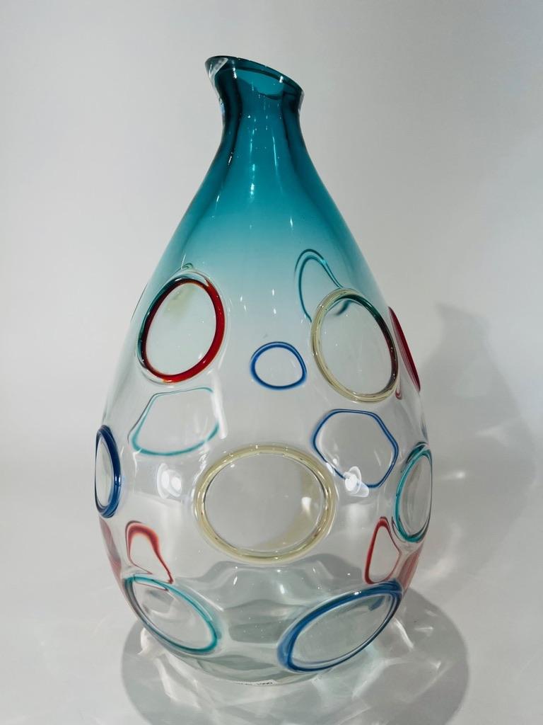 Style international Vase en verre Murano multicolore circa 1950. en vente