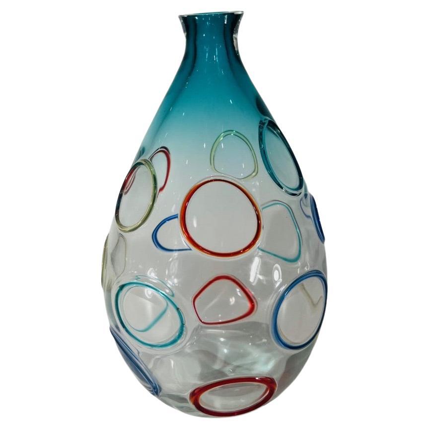 Vase en verre Murano multicolore circa 1950.