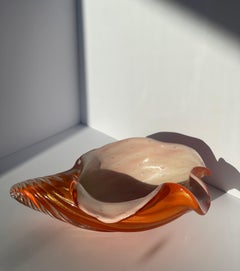 Alfredo Barbini Murano Glass Shell Conchiglia Seashell Bullicante Gold Flecks