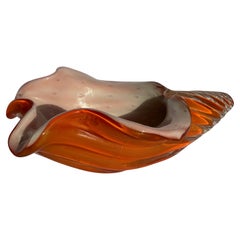 Alfredo Barbini Murano Glass Shell Conchiglia Seashell Bullicante Gold Flecks