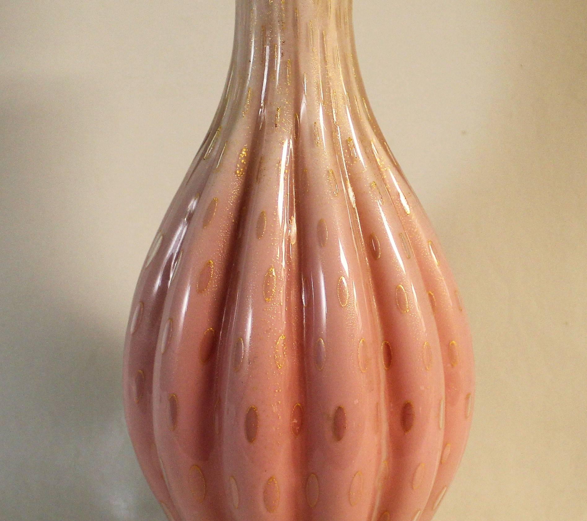 Italian Alfredo Barbini Murano Glass Table Lamp For Sale