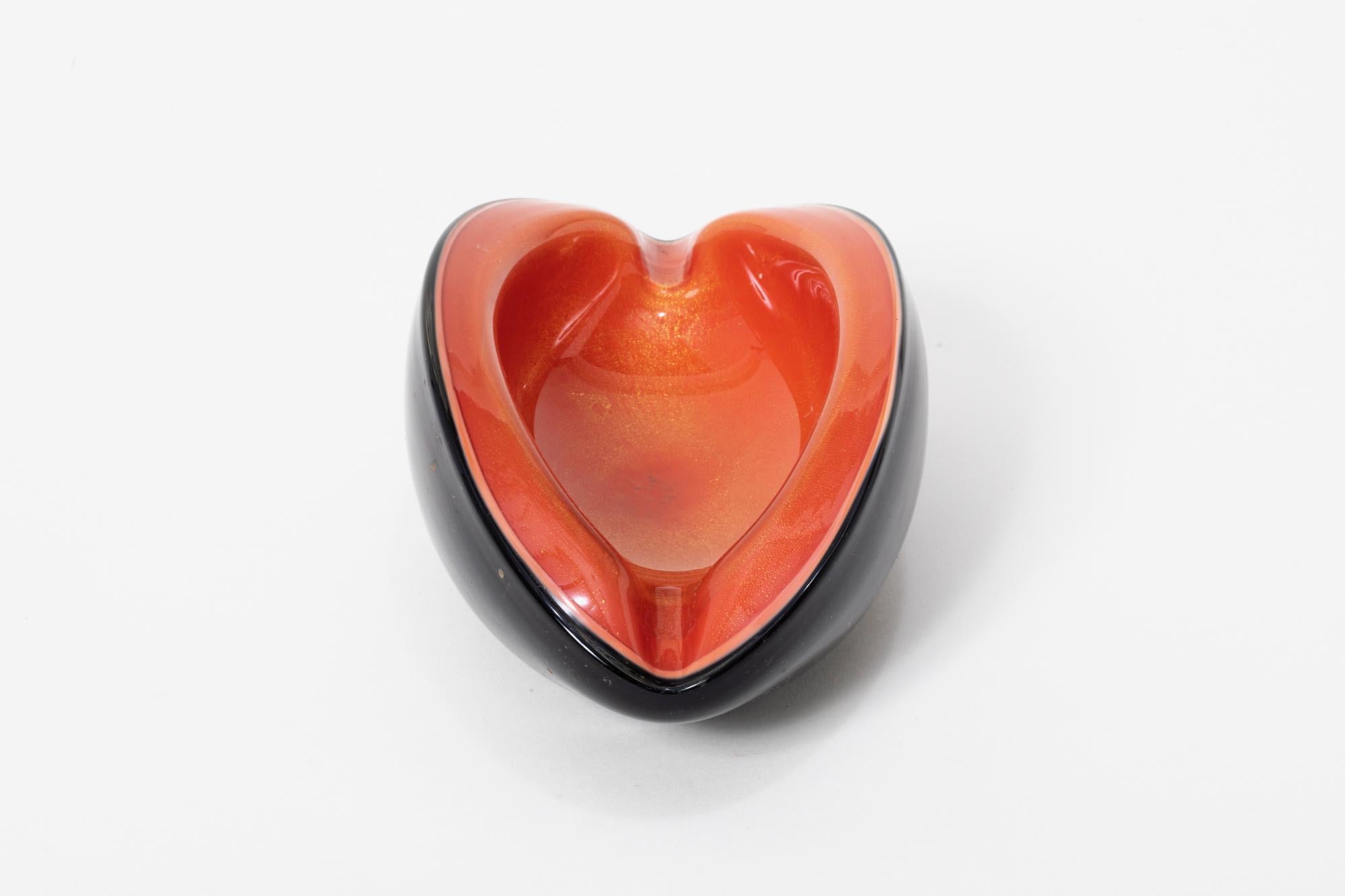 Mid-Century Modern Alfredo Barbini Murano Orange & Black Sommerso Italian Art Glass Bowl