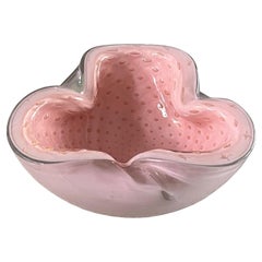 Alfredo Barbini Murano Bol Bullicante rose et or Verre ciselé