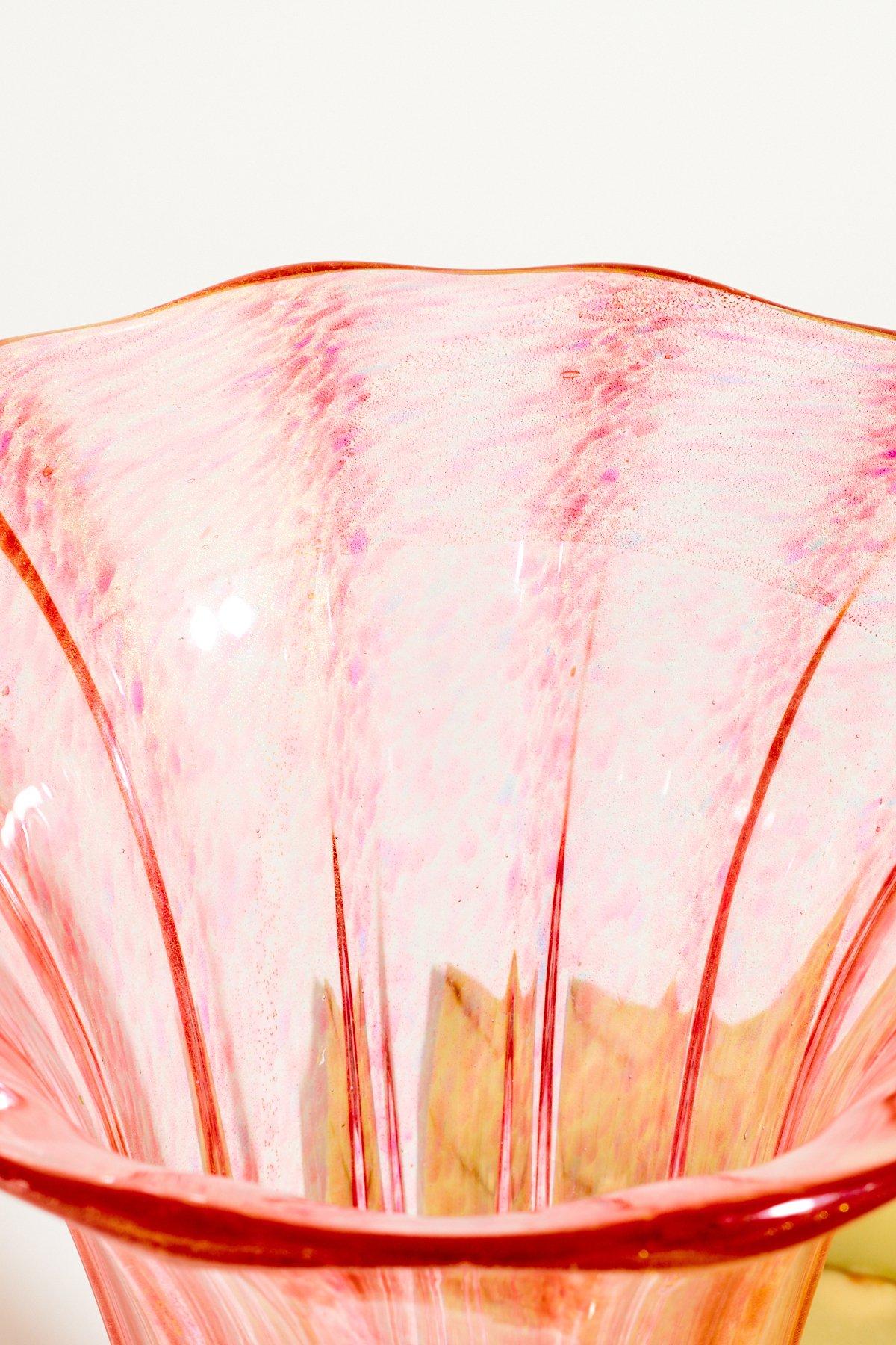 Italian Alfredo Barbini Murano Pink Vase