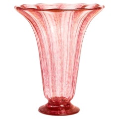 Vintage Alfredo Barbini Murano Pink Vase