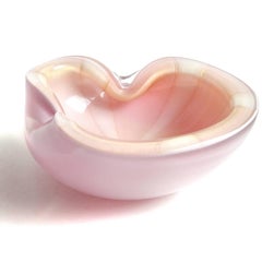 Alfredo Barbini Murano Pink White Gold Italian Art Glass Decorative Bowl Set