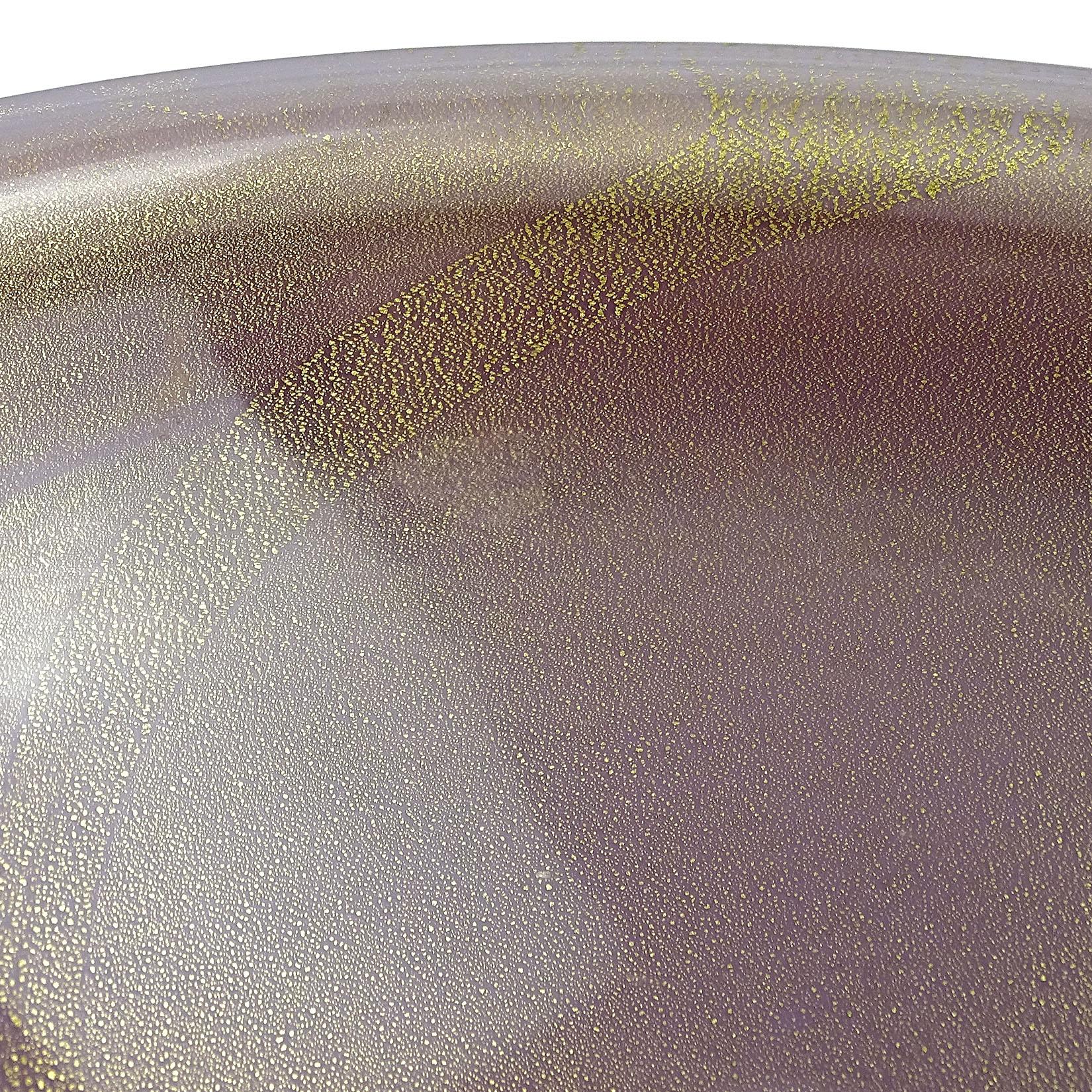 Hand-Crafted Alfredo Barbini Murano Purple Gold Flecks Italian Art Glass Bowl Cigar Ashtray