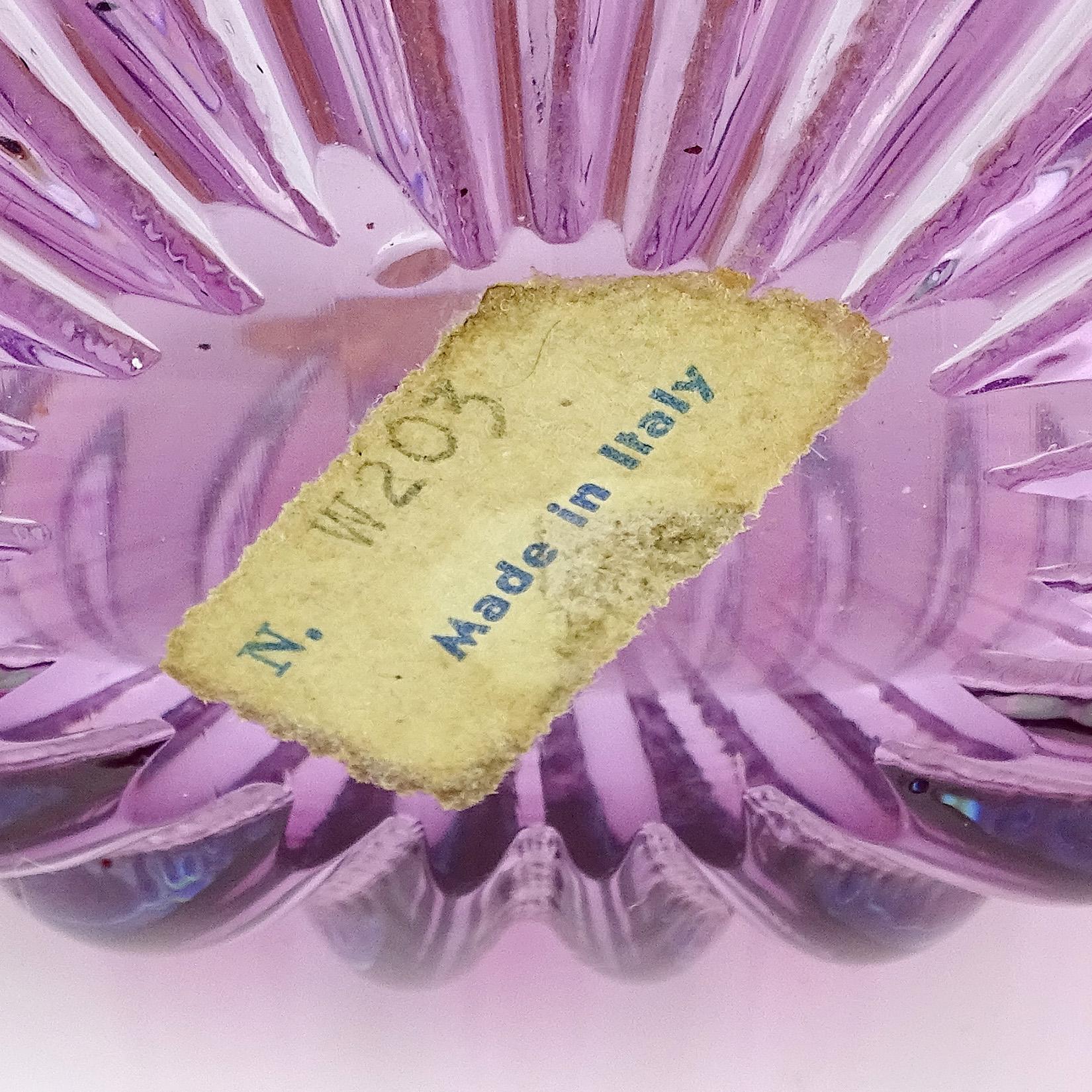 Alfredo Barbini Murano Purple Gold Flecks Italian Art Glass Flower Basket Vase In Good Condition In Kissimmee, FL