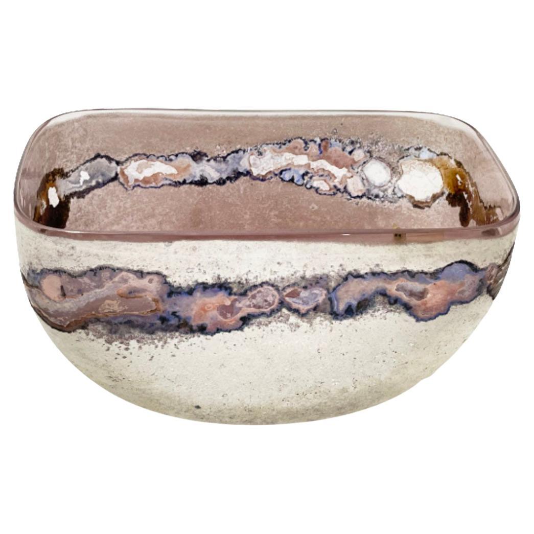 Alfredo Barbini, Murano Scavo Technique Glass Bowl, 1970s For Sale